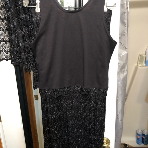 Gantos size large black & silver metallic stretch lace 3PC skirt set - Picture 5 of 12